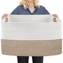 MEGASKET Extra Large Blanket Basket, 22" x 17" x 12" - White Brown - Brand New