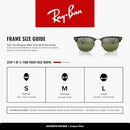 RAY-BAN RB3016 CLUBMASTER CLASSIC SQUARE SUNGLASSES 51 MILLIMETERS GREEN ON GOLD - Like New