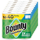 Bounty Paper Towels Quick Size 16 Family Rolls 40 Regular Rolls - White - Brand New