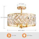 AGV LIGHTING CRYSTAL CEILING LIGHT, MODERN DESIGN, 3-LIGHTS, D15” X H11“ - GOLD - Like New
