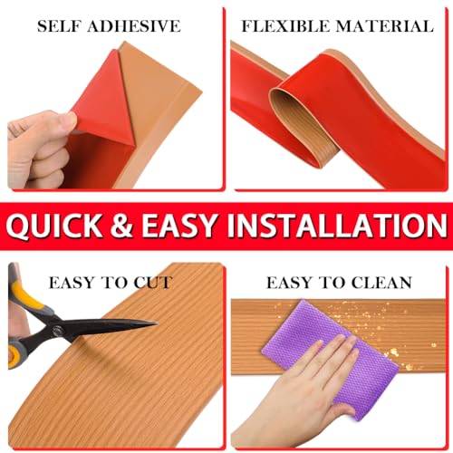 FONUNO VINYL WALL BASE BASEBOARD MOLDING TRIM 4" FLEXIBLE SELF ADHESIVE RUBBER - Brand New