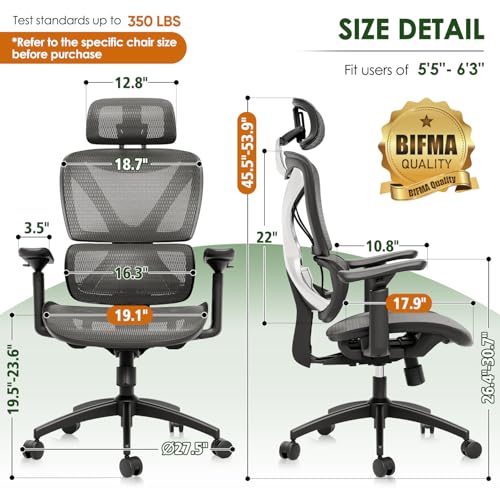 GABRYLLY Ergonomic Office Chair Big and Tall Mesh Chair 定圓形 with Lumbar - Like New