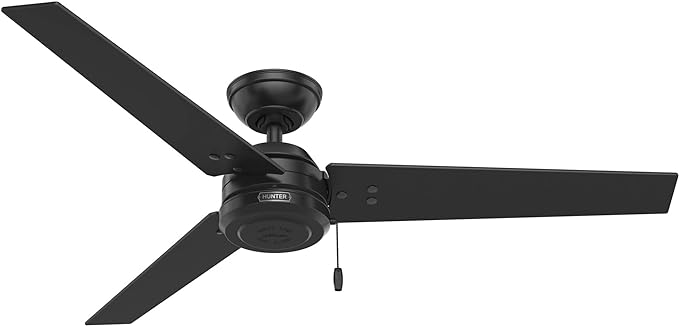 Hunter Cassius Indoor Outdoor Ceiling Fan Pull Chain Control 52" - MATTE BLACK - Like New