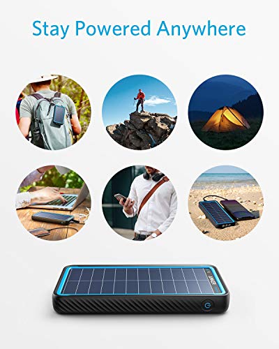 ANKER POWERCORE SOLAR 10000 15W POWER BANK 10,000 MAH DUAL PORTS A1640 - BLACK - Like New
