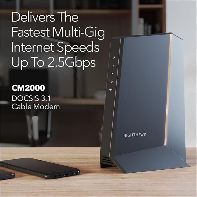 NETGEAR Nighthawk Multi-Gig Cable Modem CM2000 Compatible with All Cable - Black - Like New