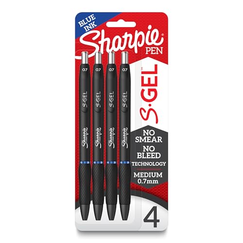 SHARPIE GEL PENS MEDIUM POINT (0.7MM) BLUE INK GEL PEN 4 COUNT - 2096172 - Brand New