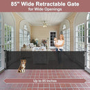 KISKIZ 85" Extra Wide Retractable Baby Gate for Stairs & Doorways - BLACK - Brand New