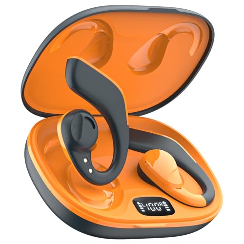 JZONES OPEN EAR HEADPHONES WIRELESS BLUETOOTH 5.3 - ORANGE - Like New