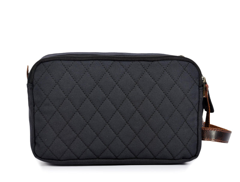 Canvas Leather Toiletry Bag, Travel Toiletry Organizer Dopp Kit - RAVEN - Like New