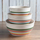 BAUM STRIPED BOWL SET 3 PIECES STONEWARE - MULTI - Like New