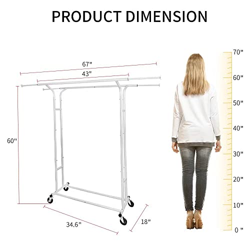 FISHAT HEAVY DUTY DOUBLE ROD CLOTHES RACK - WHITE - Like New