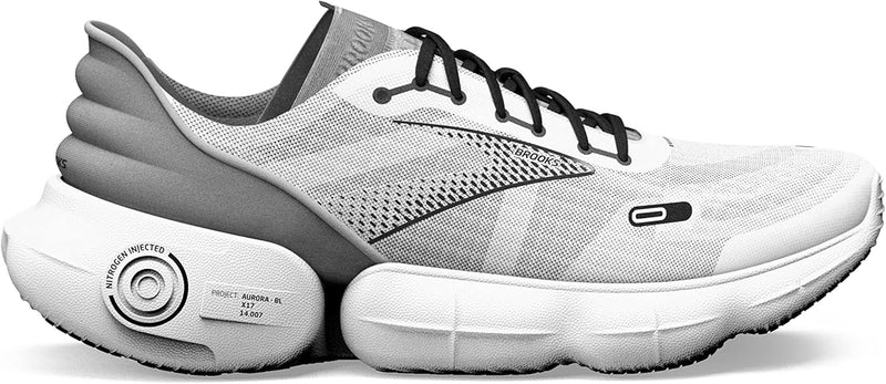 BROOKS MEN’S AURORA NEUTRAL RUNNING SHOE - WHITE/ALLOY/BLACK - SIZE 9 - Like New