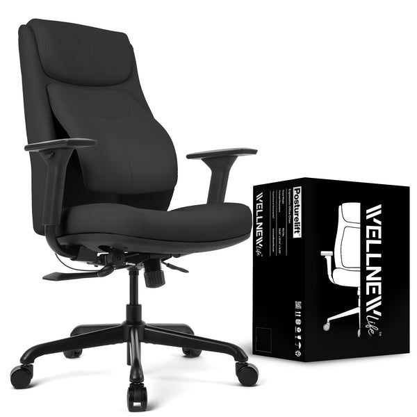 WELLNEWLIFE POSTURELIFT ERGONOMIC OFFICE CHAIR WNO-0002BL - BLACK - Like New