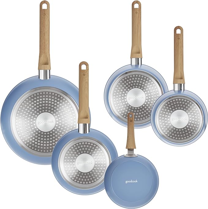 GOODCOOK 10-Piece Healthy Ceramic Titanium-Infused Cookware Set - Light Blue - Like New