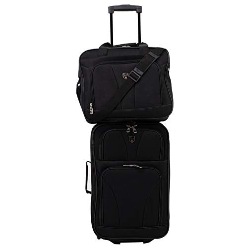 TRAVELERS CLUB BOWMAN EXPANDABLE LUGGAGE 3-PIECE SET (DOPP/TOTE/20) BLACK - Brand New