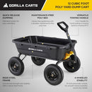 GORILLA CARTS HEAVY DUTY 12 CU FT POLY YARD DUMP WHEELBARROW, GCG-12 - BLACK - Like New