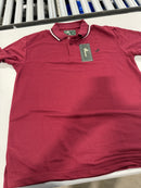 TIGER WOLF 3 BUTTON POLO SHIRT - SIZE: MEN M - MAROON/BLACK/WHITE - Like New