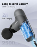 MORELAX MINI MASSAGE GUN PERCUSSION MUSCLE BACK PAIN RELIEF 4 SPEEDS - SILVER - Like New