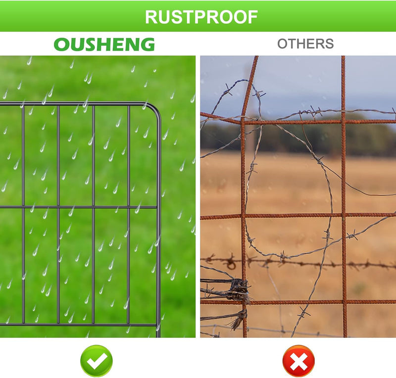 OUSHENG DECORATIVE GARDEN FENCE 10 PACK, TOTAL 17FT (L) X 13IN (H) - BLACK - Brand New