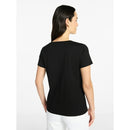 TIME AND TRU COTTON V-NECK TEE SHORT SLEEVES (4-6) - SIZE: WOMEN S - BLACK SOOT - Like New
