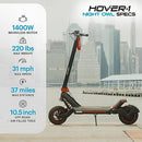 HOVER-1 NIGHT OWL ELECTRIC FOLDING SCOOTER 31 MPH 37 MILE RANGE - BLACK/RED - Brand New