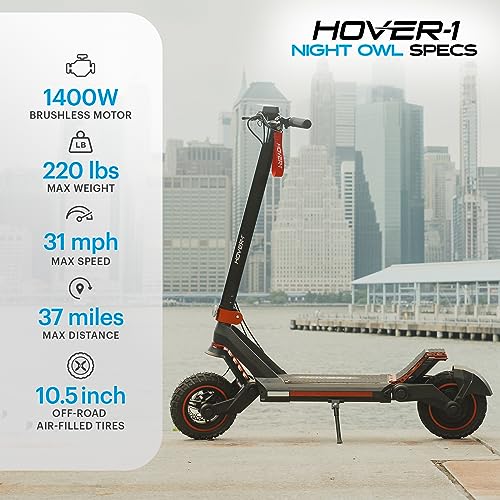HOVER-1 NIGHT OWL ELECTRIC FOLDING SCOOTER 31 MPH 37 MILE RANGE - BLACK/RED - Brand New
