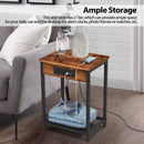 CADUKE 2PACK 2-TIER HEAVY DUTY NIGHTSTAND CHARGING STATION USB PORT - BROWN - Like New
