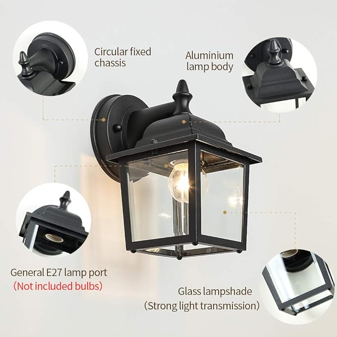 LPINYE Porch Light Exterior Wall Light Simple Modern Wall Lantern Waterproof XSF - Like New