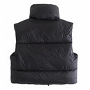 CUFEZN WOMEN CROPPED PUFFER VEST LIGHTWEIGHT SLEEVELESS - MEDIUM - BLACK - Like New