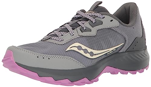 SAUCONY WOMEN'S AURA TR SNEAKER SIZE: WOMEN 6 FOSSIL/GRAPE - Like New