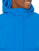 Amazon Essentials Mens Mid-Length Hooded Puffer Coat Bright Blue M - Like New