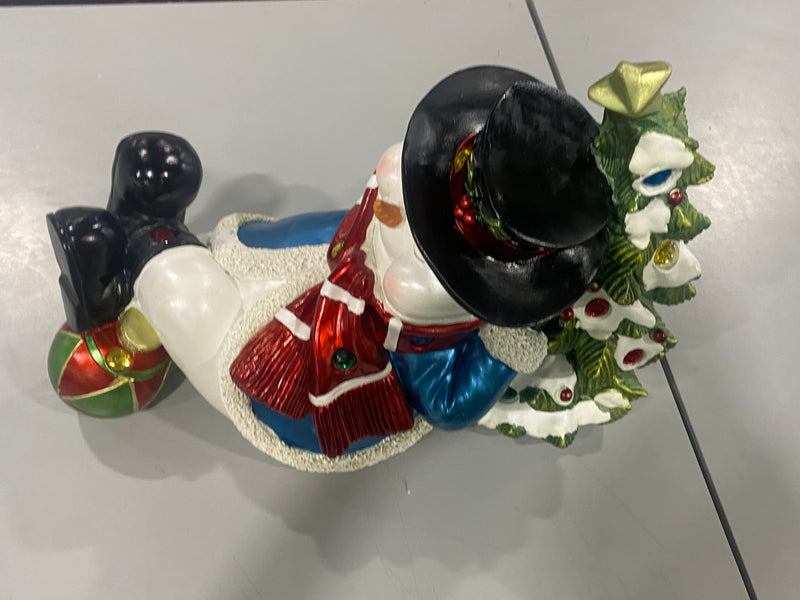 KRINGLE EXPRESS OVERSIZED RESIN SLEEPING CHARACTER - SNOWMAN - Like New