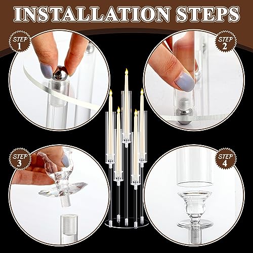 BARYDAT 4PCS ACRYLIC CANDELABRA CENTERPIECES CLEAR CANDLE HOLDER - CLEAR - Like New