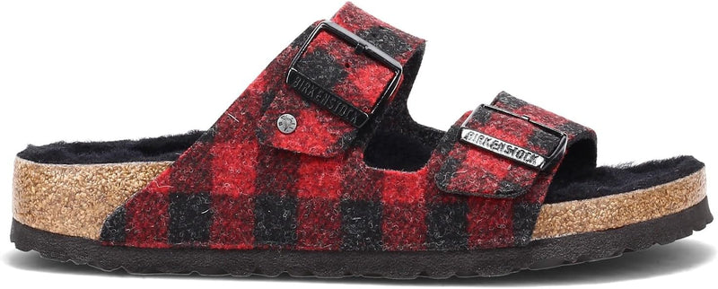 Birkenstock Arizona Shearling - Plaid Red - SIZE 7 WOMEN - PLAID RED Like New