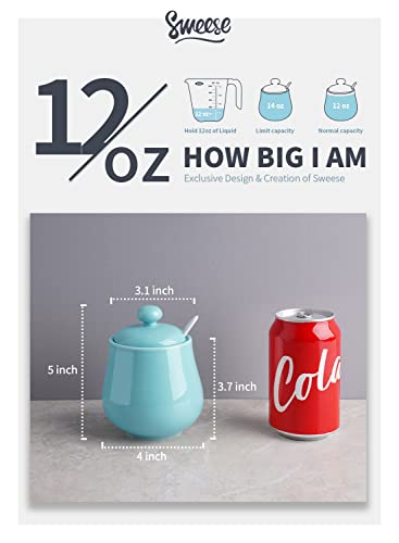 SWEESE 480.102 PORCELAIN SUGAR CREAMER SET 3 PIECE CREAMER PITCHER - TURQUOISE - Like New