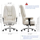 EXCEBET BIG AND TALL OFFICE CHAIR 400LBS WIDE SEAT, LEATHER HIGH BACK - WHITE - Like New