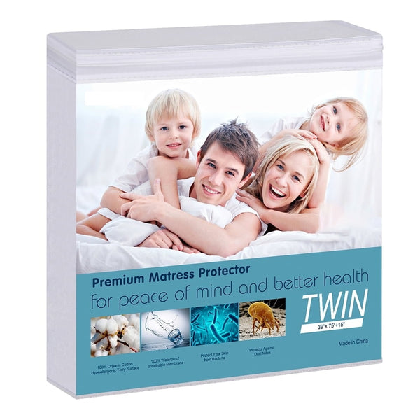 MOVSOU Mattress Protector Cover TWIN Cotton Terry - White Like New