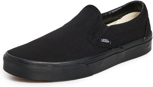 VANS MEN'S VANS CLASSIC SLIP-ON SKATE SHOES - SIZE: MEN 9.5 WOMEN 11 - BLACK - Like New