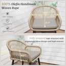 COZYMAN OUTDOOR BAR STOOLS SET OF 2, 26.8" H RATTAN OUTDOOR COUNTER - BLACK - Like New
