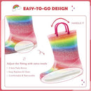 EUXTERPA KIDS TODDLER LIGHT UP RAIN BOOTS PATTERNS GLITTER SIZE Y8 - RAINBOW - Brand New