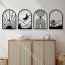 Glamativity 4 Pack Black Metal Wall Art, 3D Textured (MD007-1 SHO-Black Boho) - Like New