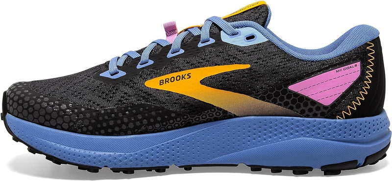 BROOKS WOMEN’S DIVIDE 3 TRAIL RUNNING SHOE SIZE 7.5 BLACK/BLUE/YELLOW - Like New