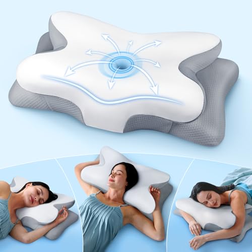 COZYPLAYER EFFECTIVE PAIN RELIEF CERVICAL NECK PILLOW FOR SLEEPING - WHITE - Like New