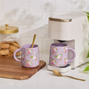 THYME & TABLE 14.5 FL OZ  STONEWARE MUG, SET OF 2 - PURPLE FLORAL - Like New