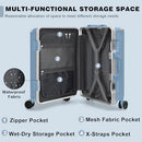 ANYZIP CARRY ON LUGGAGE PC+ABS ALUMINUM FRAME HARD SHELL TSA LOCK 20 HAZE BLUE - Brand New