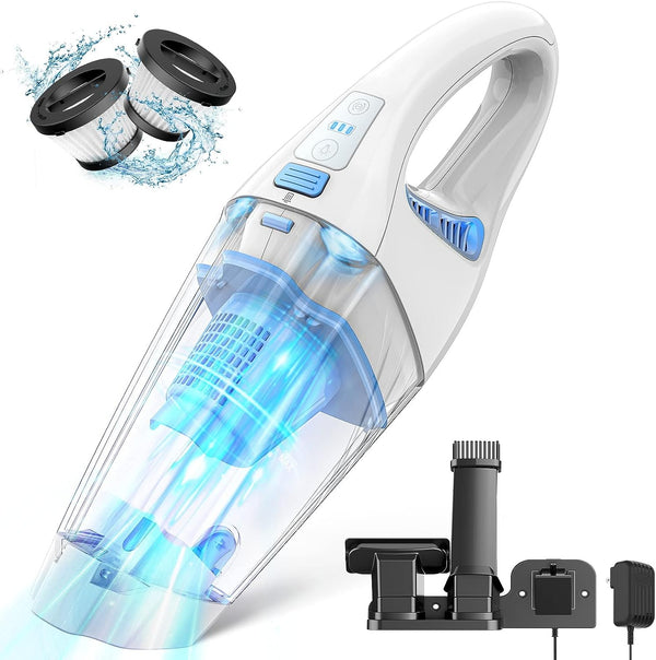 FUOAYOC H11 Handheld Vacuum Cordless Rechargeable - WHITE/BLUE - Like New