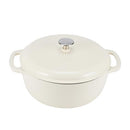 AMAZON BASICS CAST IRON DUTCH OVEN POT WITH LID ENAMELED ROUND 6-QUART - WHITE - Like New