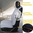 INCH EMPIRE Car Seat Cover-Water Proof Synthetic Leather Cushion Grey Grid Set - Brand New