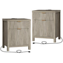 OAKHAM NIGHTSTAND 2 DRAWERS FARMHOUSE WITH CHARGING STATION SET OF 2, 2 DRAWERS - Like New