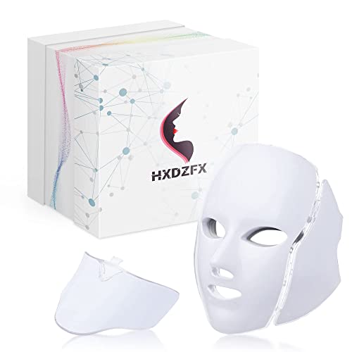HXDZFX LED FACIAL LIGHT THERAPY MASK, 7 LED LIGHT THERAPY, 7 LED, HK207 - WHITE - Like New